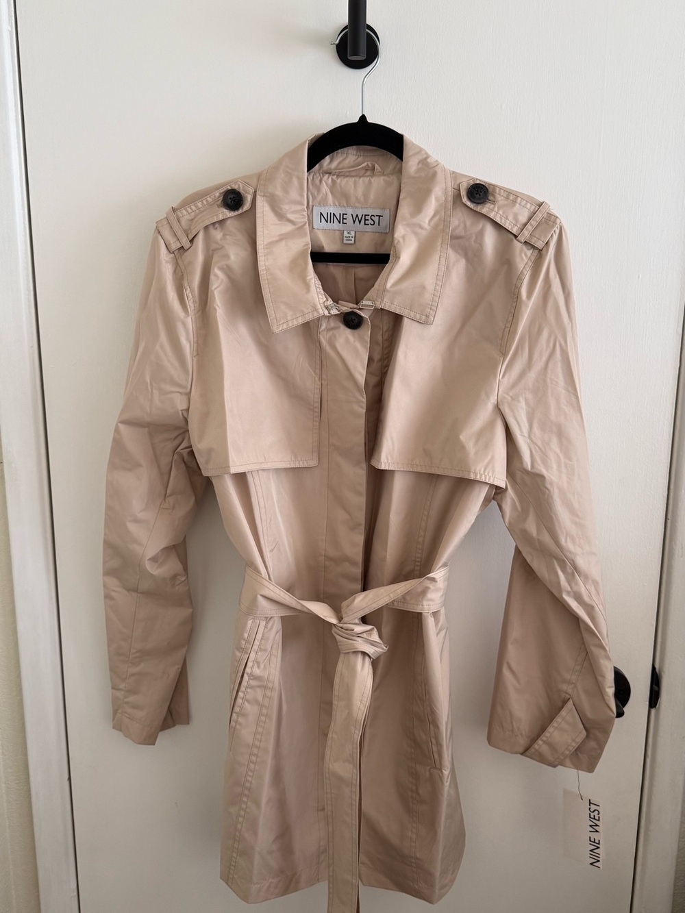 NWT Nine West Light Beige Belted Mid-Length Trench Coat
